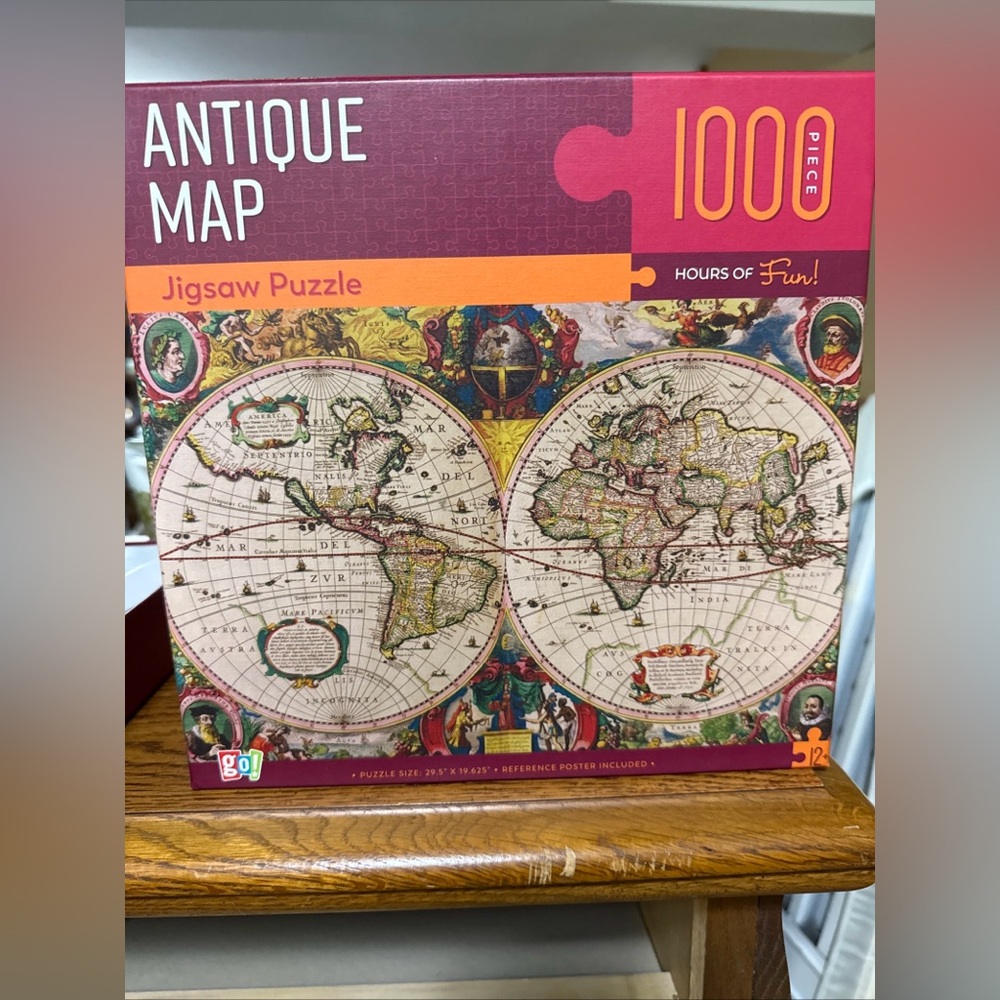 Go! Games Antique World Map 1000 Piece Jigsaw Puzzle Factory Sealed Pieces